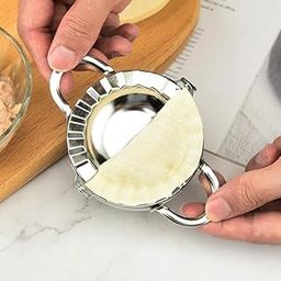 Kuber Industries Stainless Steel Dumpling Maker | Dumpling Wrapper Mold for Kitchen | Momos Maker | Gujiya Maker | Manual Dumpling Maker | GS-K0028S | Silver-image-65
