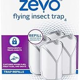Zevo Flying Insect Trap for Indoor Use - Light Trap Catching Fruit Flies, Mosquitoes and House Flies (4 Cartridges)-image-99