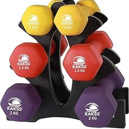 KAKSS Neoprene Dumbbells Sets For Gym Exercise (Proudly Made In India 1Kg+1 5Kg+2Kg Pair, Dumbbell With Stand Multicolor) Fixed-picture-6