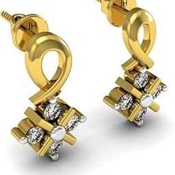 18KT Yellow Gold and Diamond Stud Earring for Women-image-73