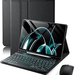 TUNKARMOR Case Keyboard for iPad 11th Gen 2025 & iPad 10th Gen 2022 10.9/11 inch 3 Color Change Built-in Pencil Holder with Mouse - Black-image-49