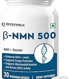 Biotrex Nutraceuticals NMN 500 Supplement, 99% High Purity, NAD Booster, Healthy Energy Levels & Skin Health - 30 Vegetarian Capsules-18