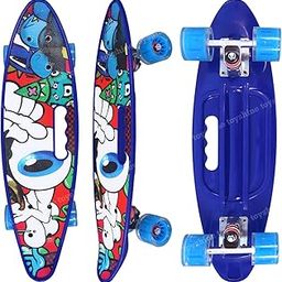 Toyshine Complete Skateboard 59 Cms All Wheels LED Light up Beginners, Devil Eye Blue-image-12