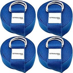 Strauss Yoga Strap & Stretching Belt | Ideal for Yoga, Pilates, Therapy, Dance, Gymnastics & Flexibility | 60% Thicker Belt with Extra Safe Adjustable Metal D-Ring Buckle | 8 feet (Blue) | Pack of 4-image-62