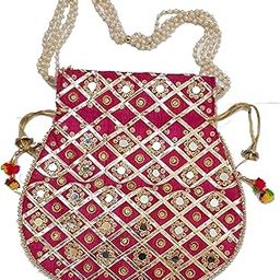 Women's Rajasthani Style Silk Potli Gota Patti Handbag, Potlis Drawstring Hand-Carry Valentine Gift-image-53
