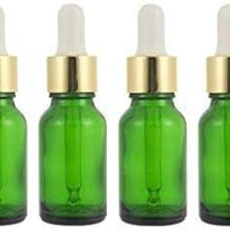Jarbazaar (Set Of 4 Pcs) 15 Ml Green Colour Round Empty Glass Bottle + Glass Dropper + Ring + Silcon Teat, Refillable, Reusable, Leak Proof-5