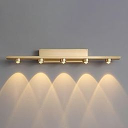 Mufasa 5 Watts Gold Finish 5 Ray Down LED Picture Photo Frame Light/Wall Mirror Vanity Light/Bathroom Dressing Table Light (Warm White)-image-98