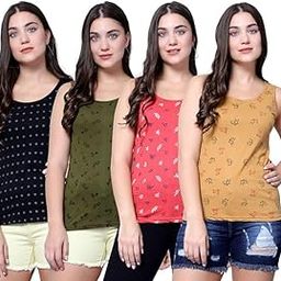 Women Tank Top – Regular Fit Cotton Sleeveless Tee | Ladies Casual Tank Top,Stylish Women Clothing,Soft Cotton Tank for Girls & Women-Pack of 4-image-26
