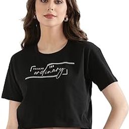 Women’s Cotton Crop Top | Graphic Printed Half Sleeve Tee | Round Neck Casual Fit | Trendy Fashion Top for Girls-image-20