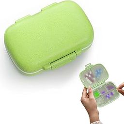 Homeaura Medicine Organizer Pill Box for Travel with 8 Compartments | Airtight Tablet Box for Medicine Storage | Wheat Straw Material BPA Free Moisture Proof | Portable Daily Pill Case | Green 1 Pc-17