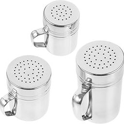 CIYODO 3pcs Stainless Steel Powdered Sugar Shaker Lidded Cocoa Flour Duster for Baking Includes Small Medium Large with Handle for Home and Bakery Use-image-89