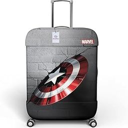 Heart Home Marvel Captain America Shield Luggage Cover | Polyester Travel Suitcase Cover | Washable | Stretchable Suitcase Protector | 22-26 Inch | Medium | Gray-image-78