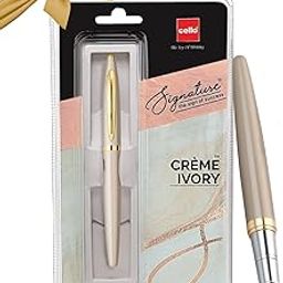 Cello Signature Crème Ivory Fountain Pen | Blue Ink | 1 Fountain Pen + Ink Cartridge | Iridium Nib | Premium Metal Pen for Gift | Stylish Corporate & New Year Gifts for Men & Women-image-26
