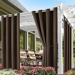 Water Proof Outside Curtains with Grommet Top for Porch, W52 x L120 Thermal Insulated Washable Light Block Outdoor Divider Drapes for Patio Gazebo Deck Pool Area Pergola Cabana-image-94