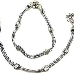 Digital Dress Traditional Authentic Fashionable Attractive Indian Style Alloy Metal Fancy Oxidised German Silver Plated Anklet Payal/Pazeb Comes Pair For Women and Girls Gift Jewellery (Pack of 2)-image-16
