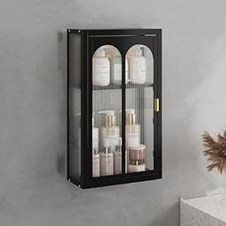 YHK Bathroom Cabinet Wall Mounted, Wall Cabinet with clear Glass Doors and Shelf, Storage Cabinet for Bathroom (53.5x30x14 Cm)-image-13