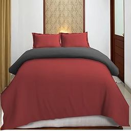 100% Microfiber Razai/Blanket Cover 1 Pc Zipper Closure Soft Premium for Comfortable Sleep Wrinkle Free Duvet/Quilt/Razai/Comforter Cover 60X92 Inch Single_Dark Grey and Red-image-93