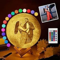 3D EYRANS Plastic 16 Colour Personalized/Customized Photo Led Moon Light For Bedroom For Birthday Anniversary Gift, Husband Wife Couple Special Non-Rechargeable With Stand(16Color, 10 Cm)-image-43