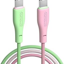 Portronics Hue x 60W Dual Tone Colour Type C Fast Charging Cable for Smartphones, Tablets,iPads, Laptops & Other Type C Devices, 480Mbps Data Sync, Premium Braided Cable (Green+Pink)-20
