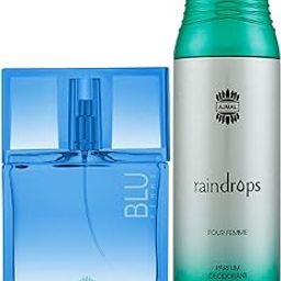 Ajmal Blu Femme EDP Floral Woody Perfume 50ml for Women and Raindrops Femme Deodorant Floral Chypre Fragrance 200ml for Women+-image-64