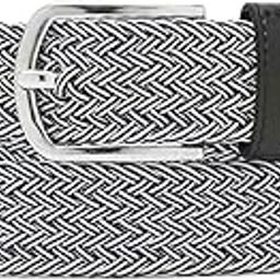 Men's Black and White Braided Elastic Stretch Belt with Leather Tipped End Stretchable Canvas Waist Band for Men Women Boys Girls Unisex (BE-ELBLWH)-picture-9