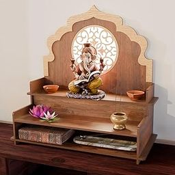 NIVED NARMADA Mandir with Backlight | Biggest Mandir with Extra Storage 21 x 21 x 10 inch | Engineered Wood | Dual Colour | No Screw or Bolt Assembly | Wall Mountable | Pooja Temple | Colour: Walnut-image-41