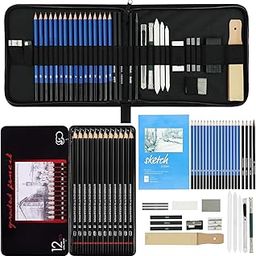 ABOUT SPACE Drawing Kit - 51 Pcs Professional Sketch & Sketching Kit with Zipper & Metal Case-Includes Graphite Charcoal Pencil Set, Sticks, Eraser, Sketch Book & Other Tools for Artists, Wood-image-89