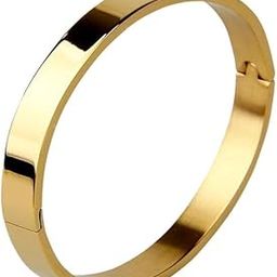 NexaBling Fashion Gold Kada Bracelet, Stainless Steel Open Cuff Bangle for Men, 6.5 cm, Rose Gold-image-11