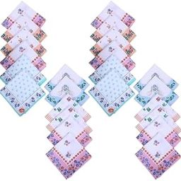 Floral Cotton Handkerchief for Women | Soft & Elegant Hanky with Pink Border | Lightweight & Skin-Friendly (Set Of 6)-image-54