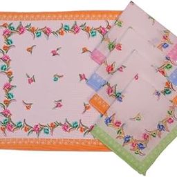 Karishma 100% Cotton Multicolor Floral Pattern Women's Handkerchief | 11x11 | Ladies Handkerchief | Hanky For Women-image-28