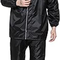 Imrpex Reversible RainCoat for Men with Adjustable Hood and Pocket,Waterproof Raincoat with Polyester Jacket,Pants and Carrying Pouch, XXL, Black-image-68