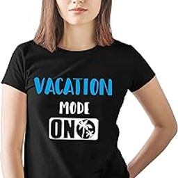 Men's Women's Cotton Printed Regular Fit T-Shirts | Vacation Mode On printed | Half Sleeves | Round Neck | Set Of 1-image-45