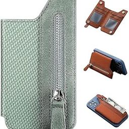 Multifunctional Phone Wallet Card Holder Premium Leather Phone Card Holder Stick-on Phone Wallet with Zip, Phone Stand (Multicolor,Pack of 1)-15