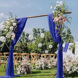 DeZerlor Royal Blue Wedding Arch Draping Fabric 29" x 6.5 Yards Sheer Backdrop Curtains 20 Ft Chiffon Drapery for Wedding Ceremony Party Ceiling Garden Spring Outdoor Events Decor-image-52