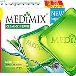 Medimix Clear Glycerine Bathing Bar Soap for Dry Skin 100g (3 + 1 Combo Pack) | Infused with Lakshadi Oil & Aloe Vera | Effective for Dry Skin-image-57