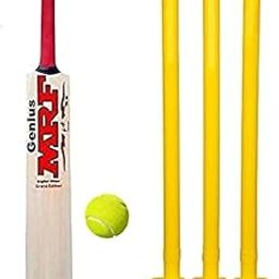 PMG Popular Willow Cricket Bat with PVC Wicket Set & 1 Tennis Ball for Kids, Boys, Girls, Men, Wood (Size 3 for 6-8 Years Kids)-image-28