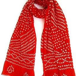 Alphanic Woman And Girl Eathnic Rajashani Bandhani Bandhej Art Silk Dupatta-15