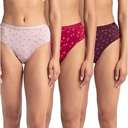 jockey 1523 Women's High Coverage Super Combed Cotton Mid Waist Hipster with Ultrasoft Exposed Waistband and StayFresh Treatment (Pack of 3_Colors & Prints May Vary)-picture-49