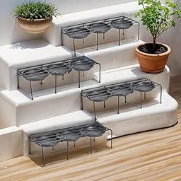 UGAOO Driplock Plant Stand (Black, Set of 4) | Heavy Duty Iron Pot Stand with Saucers for Balcony, Home Decor, Indoor and Outdoor Use-image-34