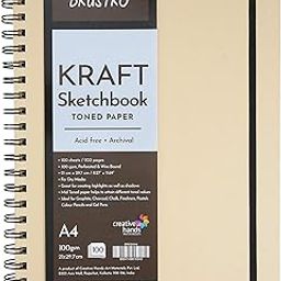 Brustro Toned Paper - Kraft Sketchbook, Wiro Bound, Size A4, 100GSM. (100 Sheets) 200 Pages-image-0