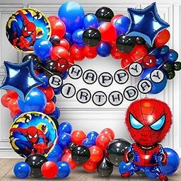 Party Propz Colorful Birthday Decoration Items For Boy - Pack Of 53, Birthday Decoration Kit For Boys|Balloons For Birthday|Kids Birthday Decoration Items|Red And Blue Balloons For Birthday - Foil-25