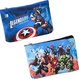Pack of 2 Pencil Pouch | Square Stationary Pouch | School Geometry Pouch | Pencil Utility Bag | Marvel Pencil Organizer | Pen-Pencil Box for Kids | Royal Blue & Black-13