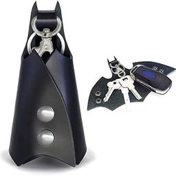 Leather Black Batman Key Chain Holder Cover, For Car, Bike, Office, Home, & for Multiple Key Types, with Snap Button Ring And Dog Hook Quick Release Key (Pack of 1)-32