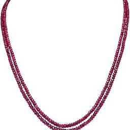 2 Layer of Natural Genuine Fine Quality Ruby Gemstone Bead Necklace NP-1456 For Womern (Red)-image-71