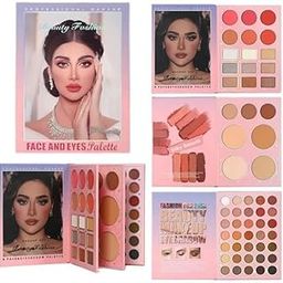 3 in1 Book-Style Foldable Makeup Palette Set, Portable & Long-Lasting Suitable for Multiple Skin Tones & Makeup Looks (Beauty Fashion) All In One MakeupBook.-24