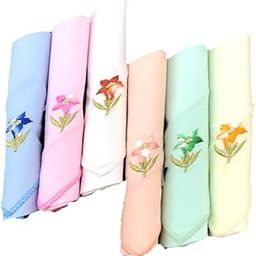 Pure Cotton Embodied Hankies for Women, Girls and Kids (Multicolour) - Set of 6-image-127