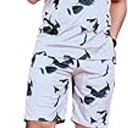 Men's Casual Night dress Soft Cotton Polyster Printed Sleep&Launge Wear,Regular Fit Round Neck Short Sleeve T-Shirt and shorts Pair set with Classic Pajama stylish Beach Wear for men-picture-17