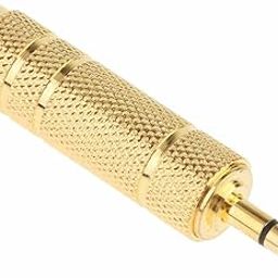 CRYSTONICS 3.5mm Stereo Male to 6.35mm Stereo Female Adapter Converter Suitable for Microphone, Electric Guitar, Mixer and Other Equipment. (Golden)-picture-17