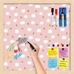 ArtzFolio Stars & Clouds | Framed Magnetic Dry Erase White Board | Includes Magnet Buttons & Markers | Natural Brown Frame | 28 x 28 inch (71 x 71 cms)-image-61