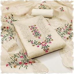 Women's Exclusive Heavy Chanderi Cotton Embroidery Work Unstitched Salwar Suit, Women's Dress Material With Chanderi Work Dupatta-picture-12